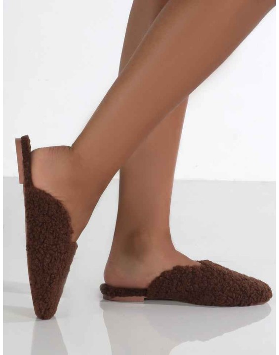 Ciao Chocolate Teddy Slip On Slippers