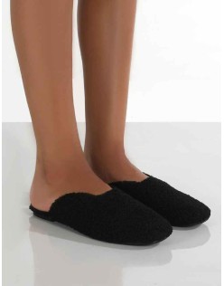 Ciao Black Teddy Slip On Slippers