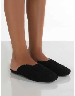 Ciao Black Teddy Slip On Slippers