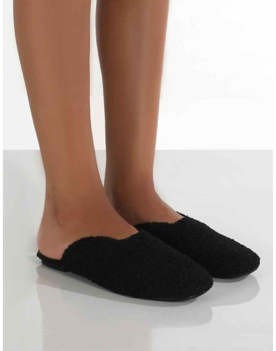 Ciao Black Teddy Slip On Slippers