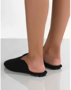 Ciao Black Teddy Slip On Slippers