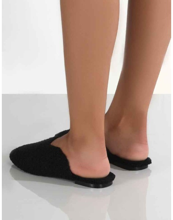 Ciao Black Teddy Slip On Slippers