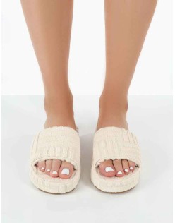 Juicy Ecru Terry Towelling Slider Slippers