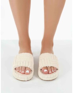 Juicy Ecru Terry Towelling Slider Slippers
