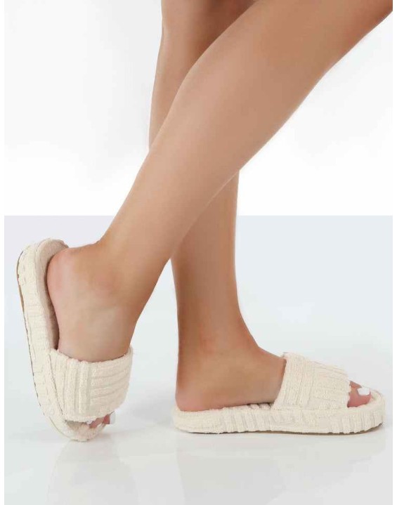 Juicy Ecru Terry Towelling Slider Slippers