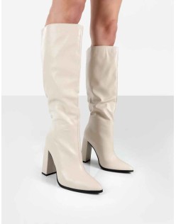 Posie Stone Pu Knee High Block Heel Boots