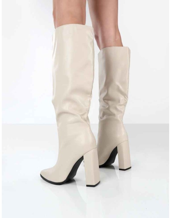 Posie Stone Pu Knee High Block Heel Boots
