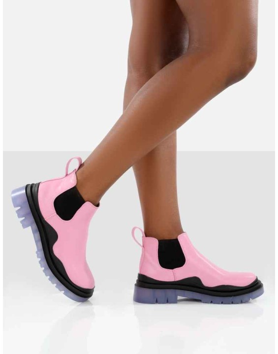 Myth Baby Pink Chunky Sole Chelsea Boots