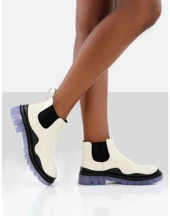 Myth Ecru Chunky Sole Chelsea Boots