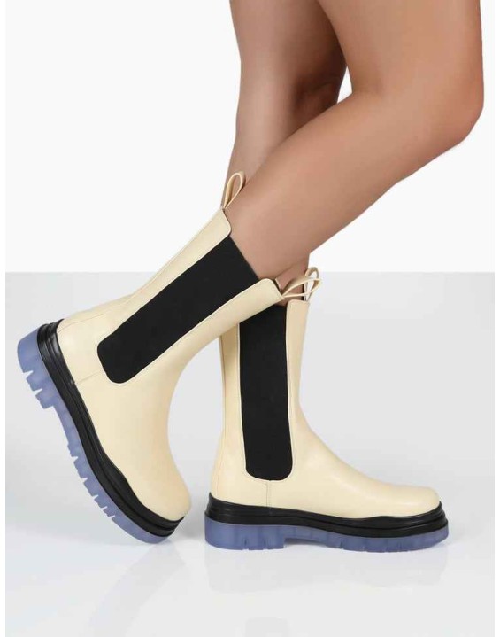 Winter Cream Ankle Chelsea Boots