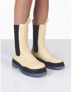 Winter Wide Fit Off White Ankle Chelsea Boots