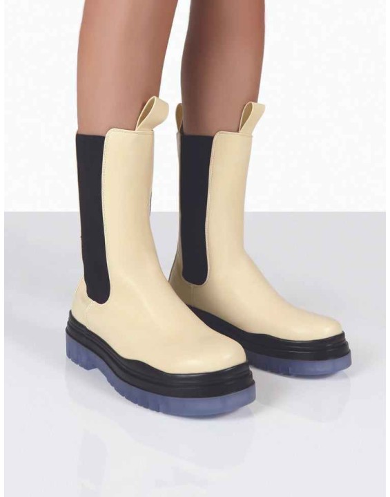 Winter Wide Fit Off White Ankle Chelsea Boots