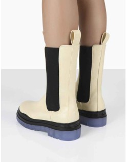 Winter Wide Fit Off White Ankle Chelsea Boots