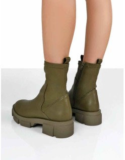 Treat Green Chunky Ankle Boots