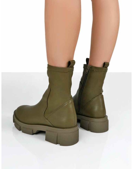 Treat Green Chunky Ankle Boots
