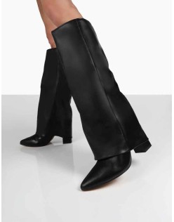 Zendaya Black Pointed Toe Knee High Boots