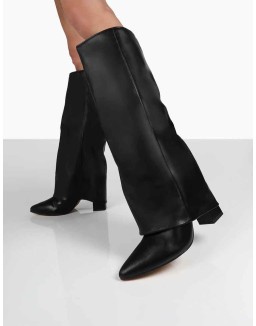 Zendaya Black Pointed Toe Knee High Boots