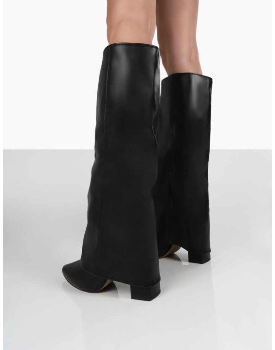 Zendaya Black Pointed Toe Knee High Boots