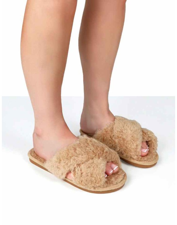 Nightcap Beige Cross Strap Slippers