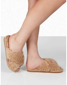Nightcap Beige Cross Strap Slippers