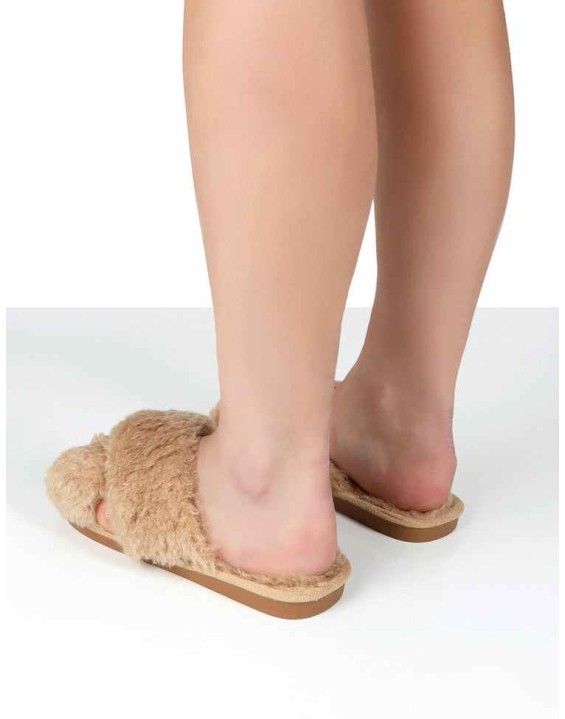 Nightcap Beige Cross Strap Slippers