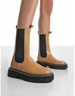 Animate Camel Ankle Chelsea Boots