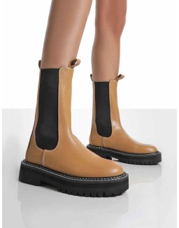 Animate Camel Ankle Chelsea Boots