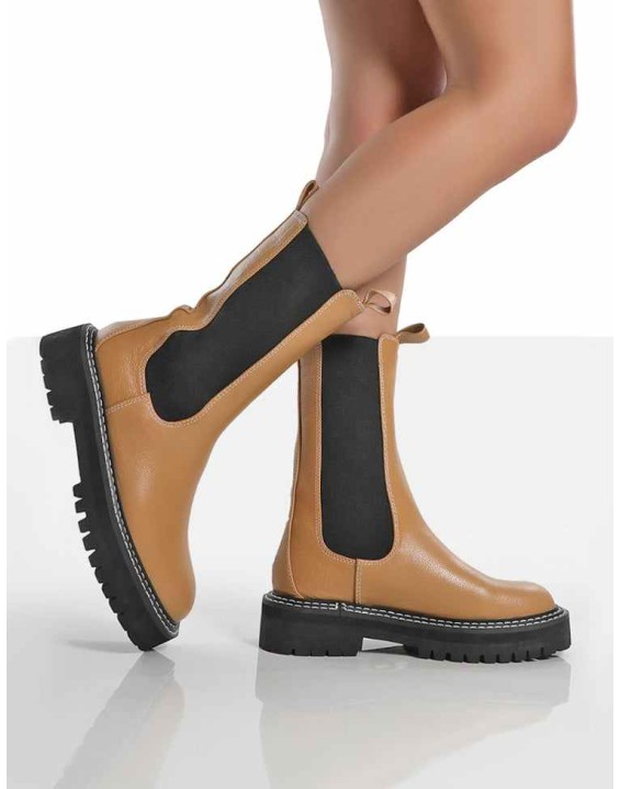 Animate Camel Ankle Chelsea Boots