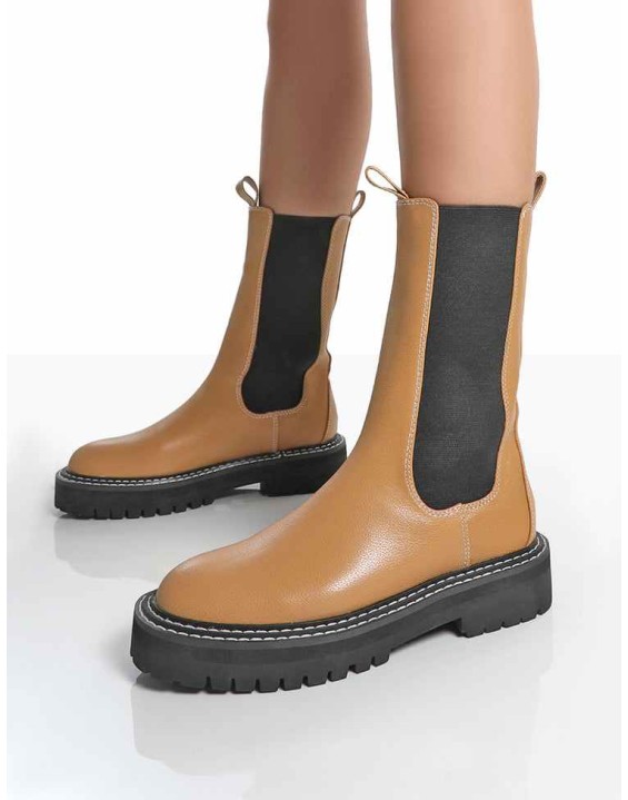 Animate Camel Ankle Chelsea Boots