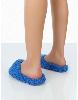 Slumber Blue Teddy Cross Over Strap Slippers