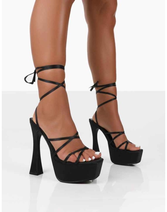 Endless Potential Black Satin Platform Party High Heels