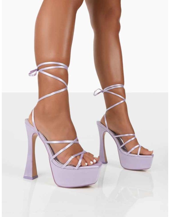 Endless Potential Lilac Satin Platform Party High Heels