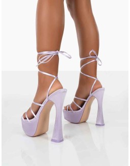 Endless Potential Lilac Satin Platform Party High Heels