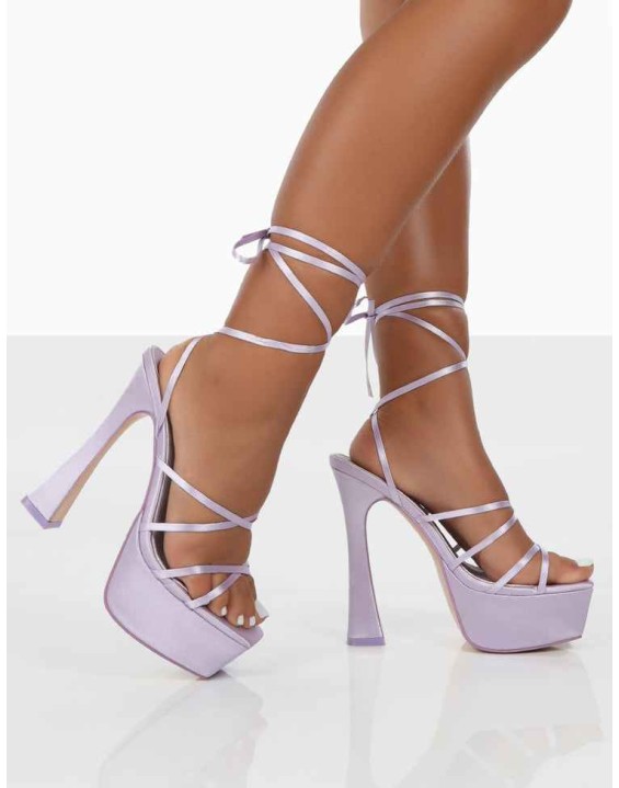 Endless Potential Lilac Satin Platform Party High Heels