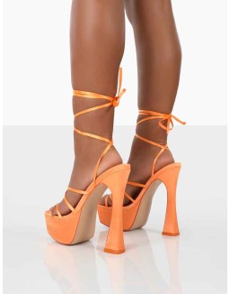 Endless Potential Orange Satin Platform Party High Heels