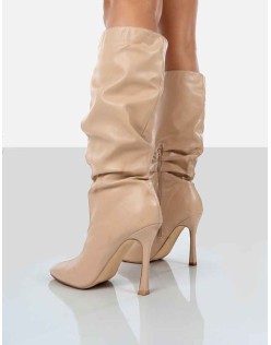 Iris Nude Pointed Toe Stiletto Knee High Boots