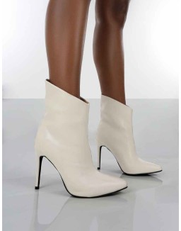Quinn White Patent Heeled Stiletto Ankle Boots