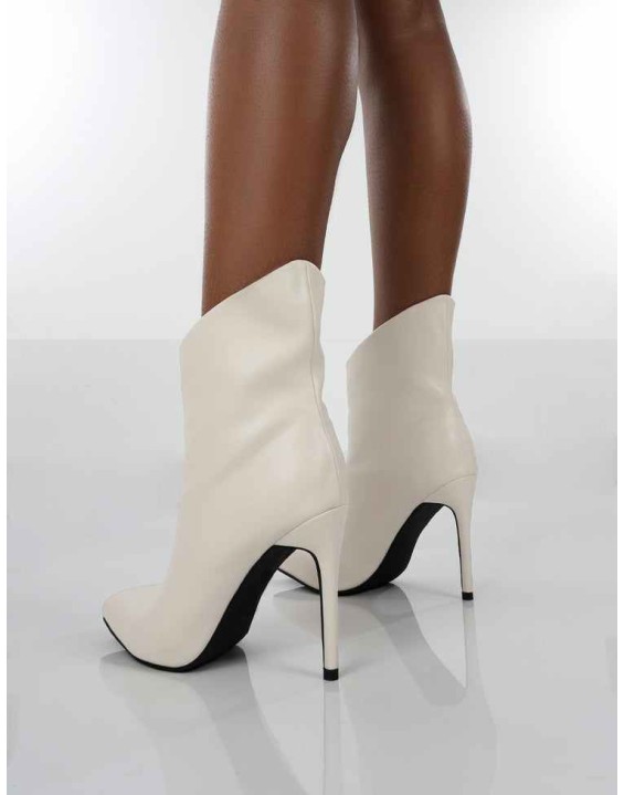 Quinn White Patent Heeled Stiletto Ankle Boots