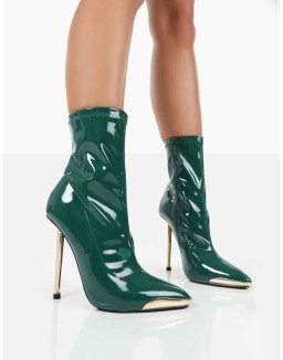 Player Green Patent Stiletto Heel Ankle boots