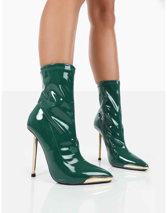 Player Green Patent Stiletto Heel Ankle boots