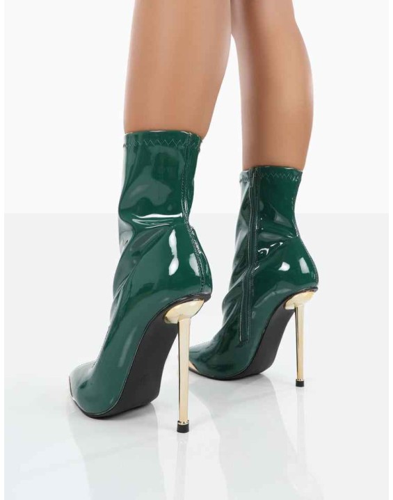 Player Green Patent Stiletto Heel Ankle boots