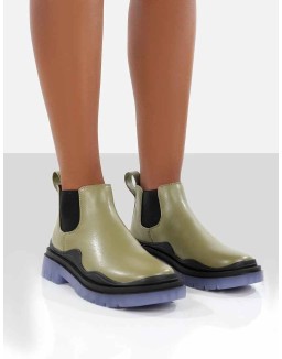 Myth Green Chunky Sole Chelsea Boots