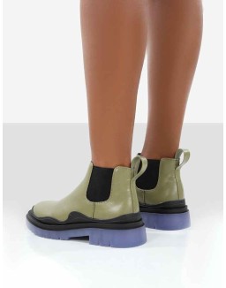 Myth Green Chunky Sole Chelsea Boots