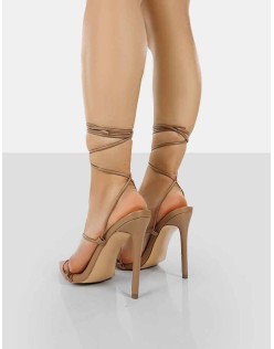 Otti Toffee PU Lace Up Stiletto Heels