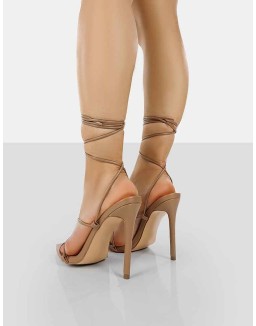 Otti Toffee PU Lace Up Stiletto Heels