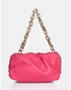 The Gossip Pink Chain Pouch Ruched Bag
