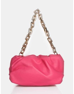 The Gossip Pink Chain Pouch Ruched Bag
