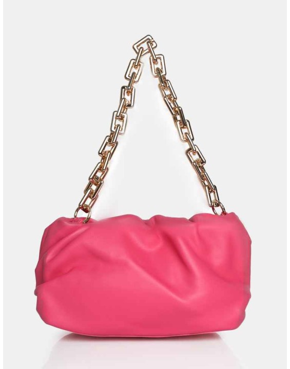 The Gossip Pink Chain Pouch Ruched Bag