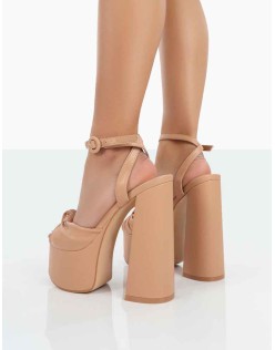 Knot On Nude PU Platform High Heels