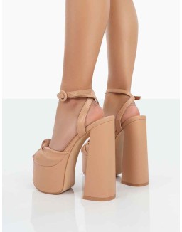 Knot On Nude PU Platform High Heels